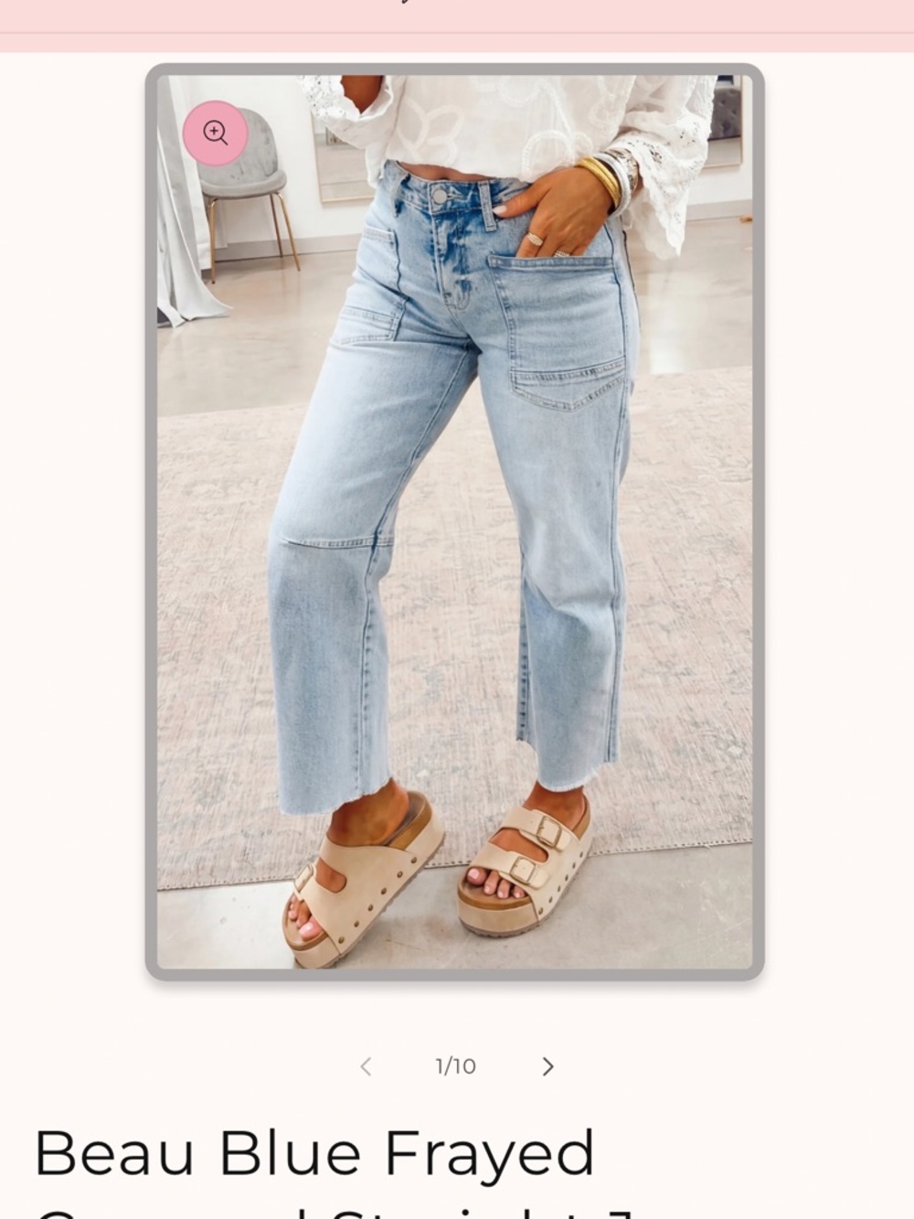 Beau Blue Frayed Cropped Straight Jeans - Light Wash